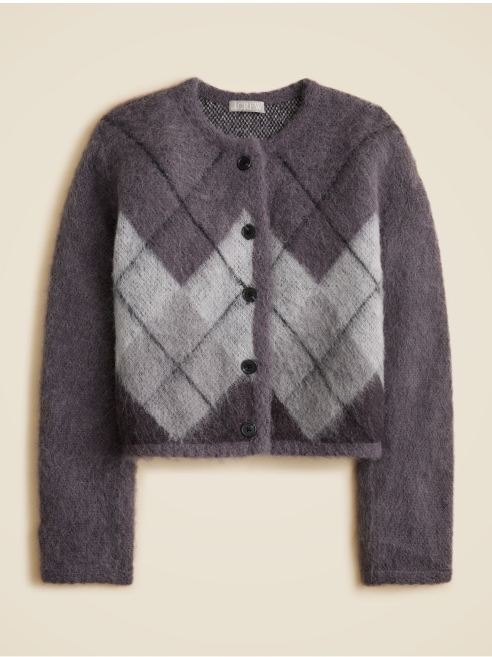J. Crew Wool Blend Argyle Cardigan Sweater